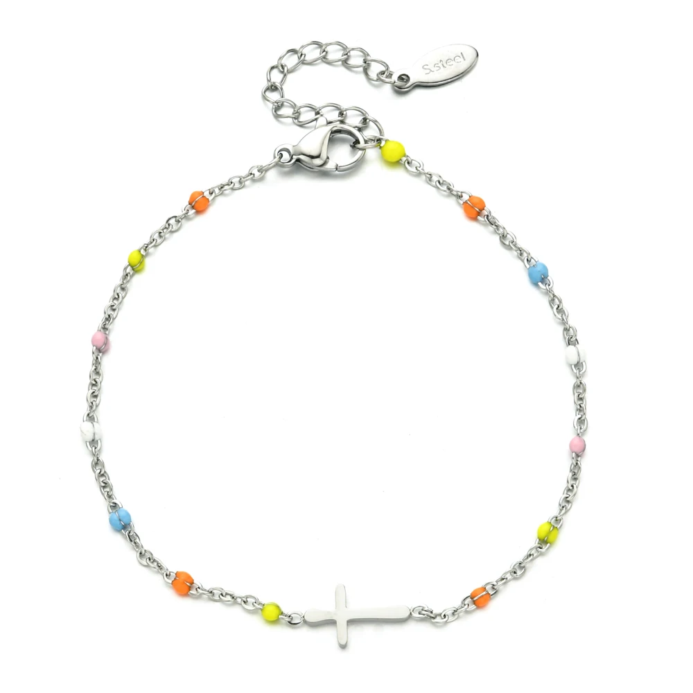 Thin Chain Link Cross Bracelet Stainless Steel Jewelry Women's Adjustable Enamel Chain Bracelets
Thin Chain Link Cross Bracelet Stainless Steel Jewelry Women's Adjustable Enamel Chain Bracelets