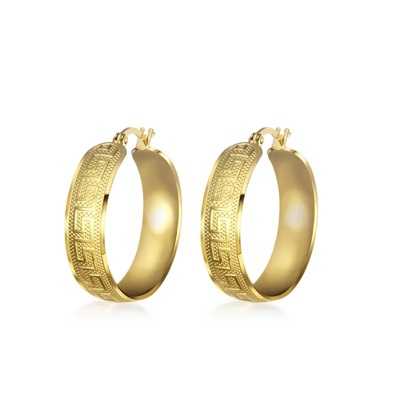 Vintage Women Gold Jewelry Wide Face Texture Hoop Earrings Stainless Steel 18k Gold Vacuum Plated Texture Wide Hoop Earrings
Vintage Women Gold Jewelry Wide Face Texture Hoop Earrings Stainless Steel 18k Gold Vacuum Plated Texture Wide Hoop Earrings