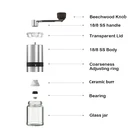 2020 amazon alloy body walnut knob adjustable mini portable hand manual coffee bean grinder mill with scale