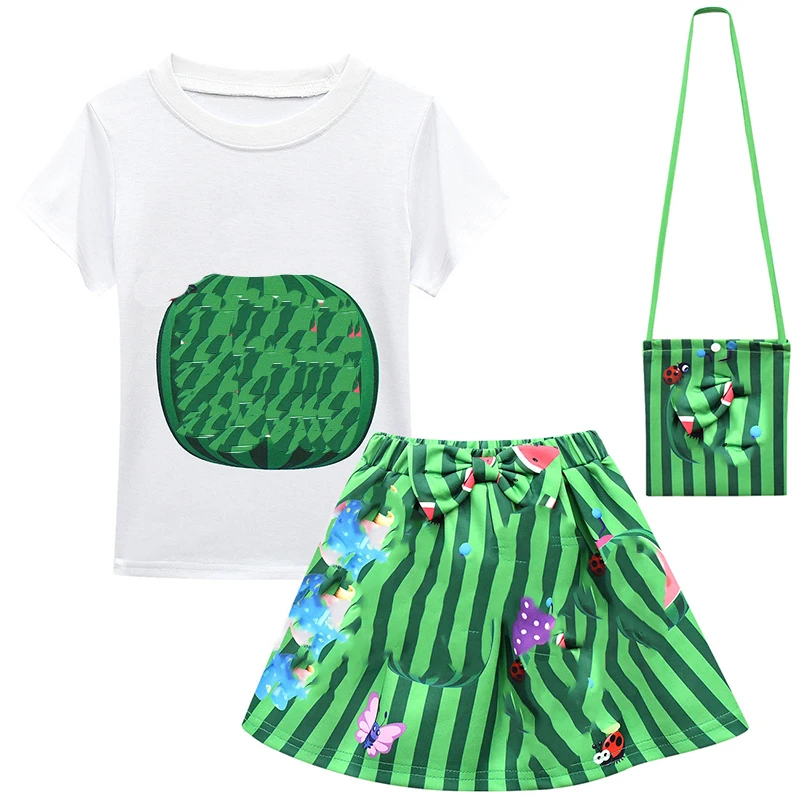 Wholesale cartoon graphic children boutique clothes 3 piece shirt skirt purse summer girls clothing sets, As picture show
Wholesale cartoon graphic children boutique clothes 3 piece shirt skirt purse summer girls clothing sets, As picture show