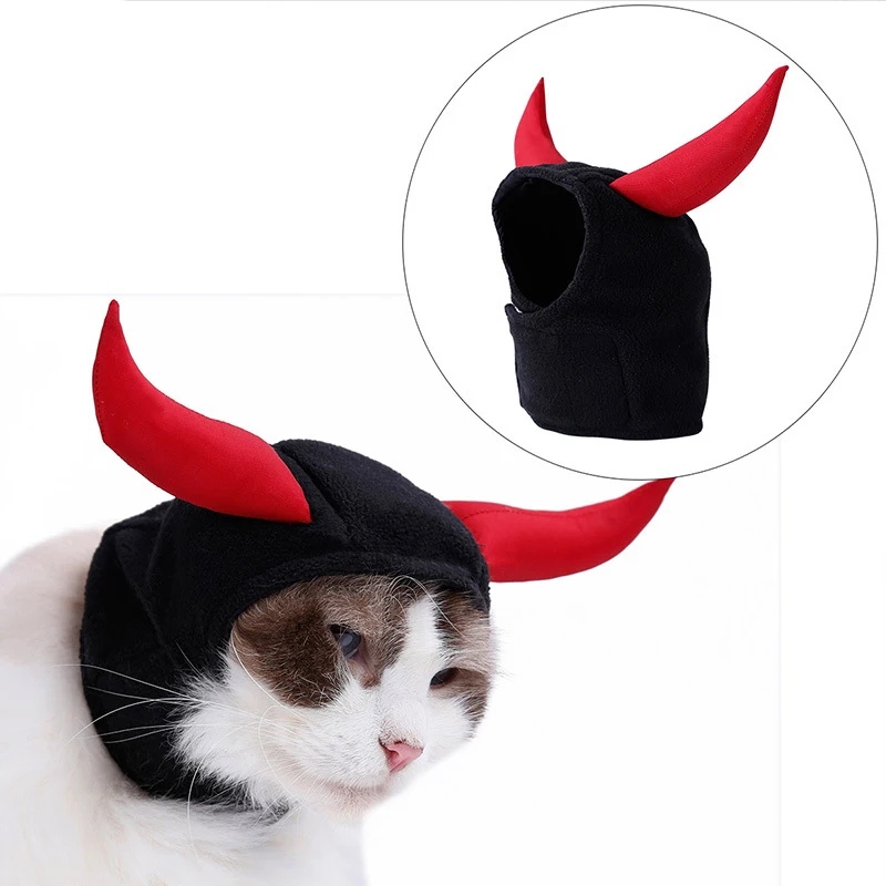 pet dog funny hat halloween devil horn wear cat headgear