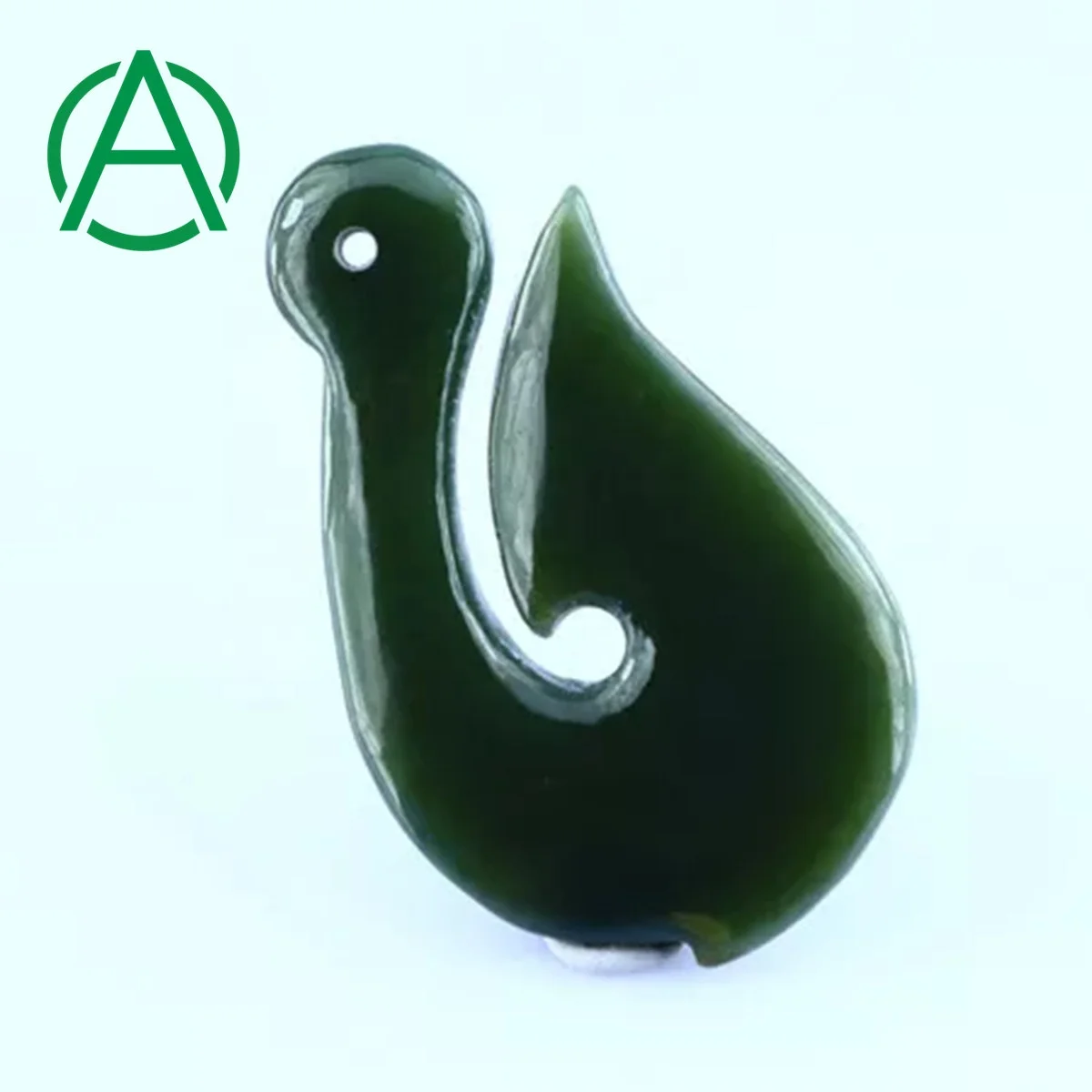 

ArthurGem Nep0047 Natural Canadian Nephrite Jade Carving Pendant Lucky Charm Fish Hook Pendant