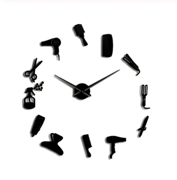 Hair Salon Barber Shop Creative 3D Mirror DIY Wall Clock Room Home Decoration Sweep Movement Clock reloj de pared, Gold silver black
Hair Salon Barber Shop Creative 3D Mirror DIY Wall Clock Room Home Decoration Sweep Movement Clock reloj de pared, Gold silver black