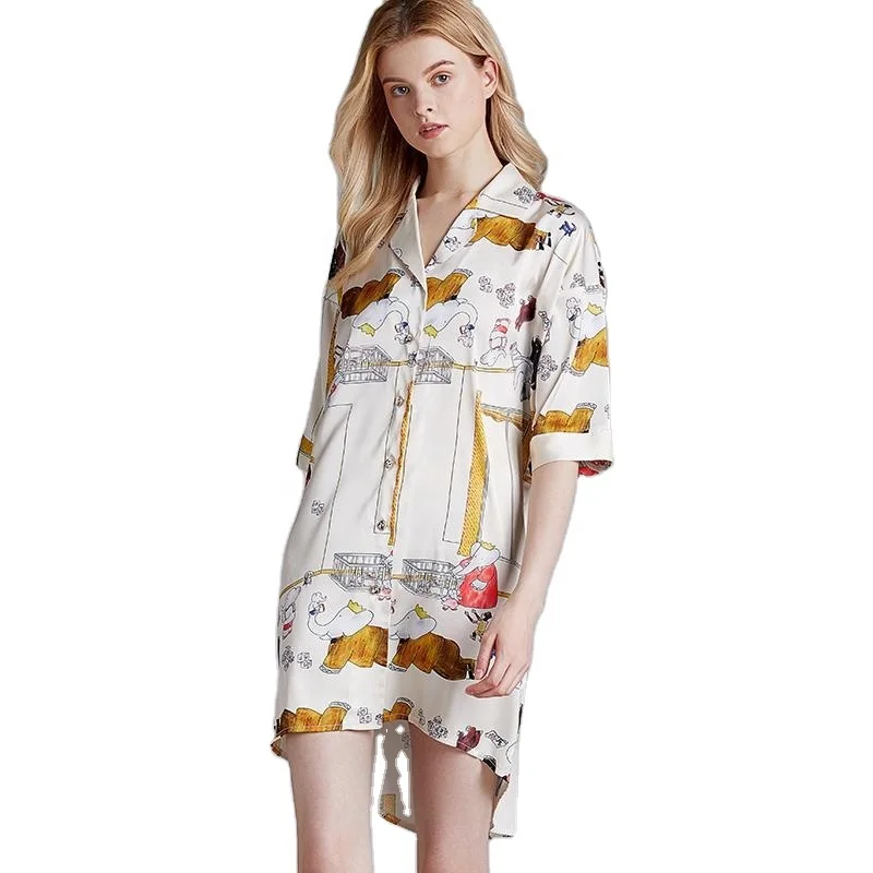 Factory Direct Wholesale Summer Silk Sexy Pajamas Animal Print Mid-sleeved Shirt Nightdress, White
Factory Direct Wholesale Summer Silk Sexy Pajamas Animal Print Mid-sleeved Shirt Nightdress, White