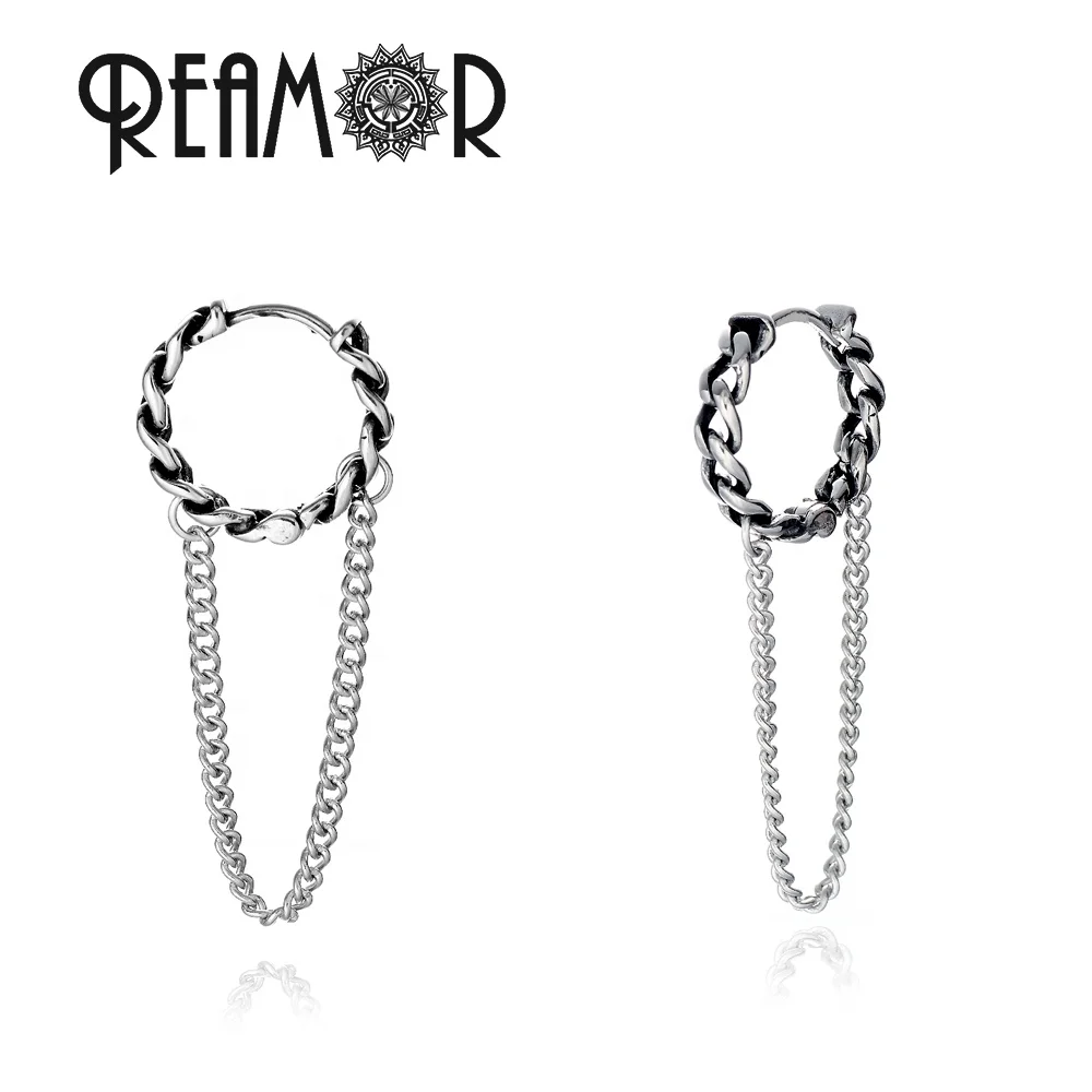 REAMOR Hot Selling Vintage Hoop Earring With Loops 316l Stainless Steel Hoop Earrings Chain Earrings Set for Men Women
REAMOR Hot Selling Vintage Hoop Earring With Loops 316l Stainless Steel Hoop Earrings Chain Earrings Set for Men Women