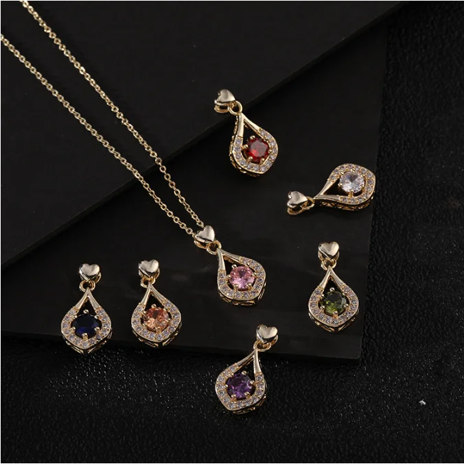 New Designer High Jewelry Multicolor Zircon Gold Plated Pendant Necklace Ladies Water Drop Love Accessories Necklace
New Designer High Jewelry Multicolor Zircon Gold Plated Pendant Necklace Ladies Water Drop Love Accessories Necklace