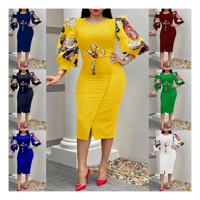 M112 Hot sale plus size casual dresses ladies puff sleeve printed midi african dresses for women clothing
M112 Hot sale plus size casual dresses ladies puff sleeve printed midi african dresses for women clothing