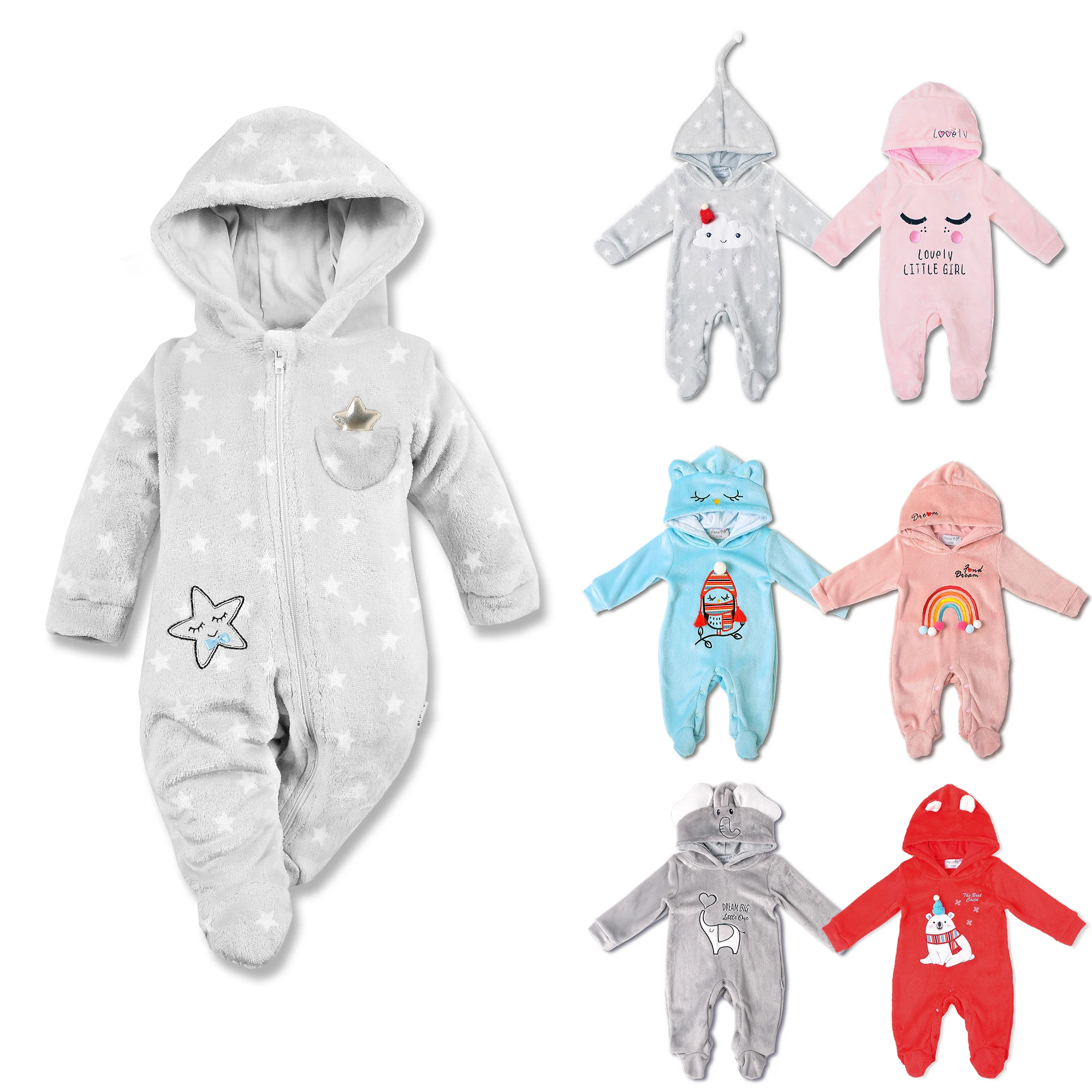 Zipper Winter Toddler Girl Clothes Baby Romper Hooded Full Star Printing Custom Welcomed 100% Polyester Knitted Fabric 4 Pieces, Pink & grey
Zipper Winter Toddler Girl Clothes Baby Romper Hooded Full Star Printing Custom Welcomed 100% Polyester Knitted Fabric 4 Pieces, Pink & grey