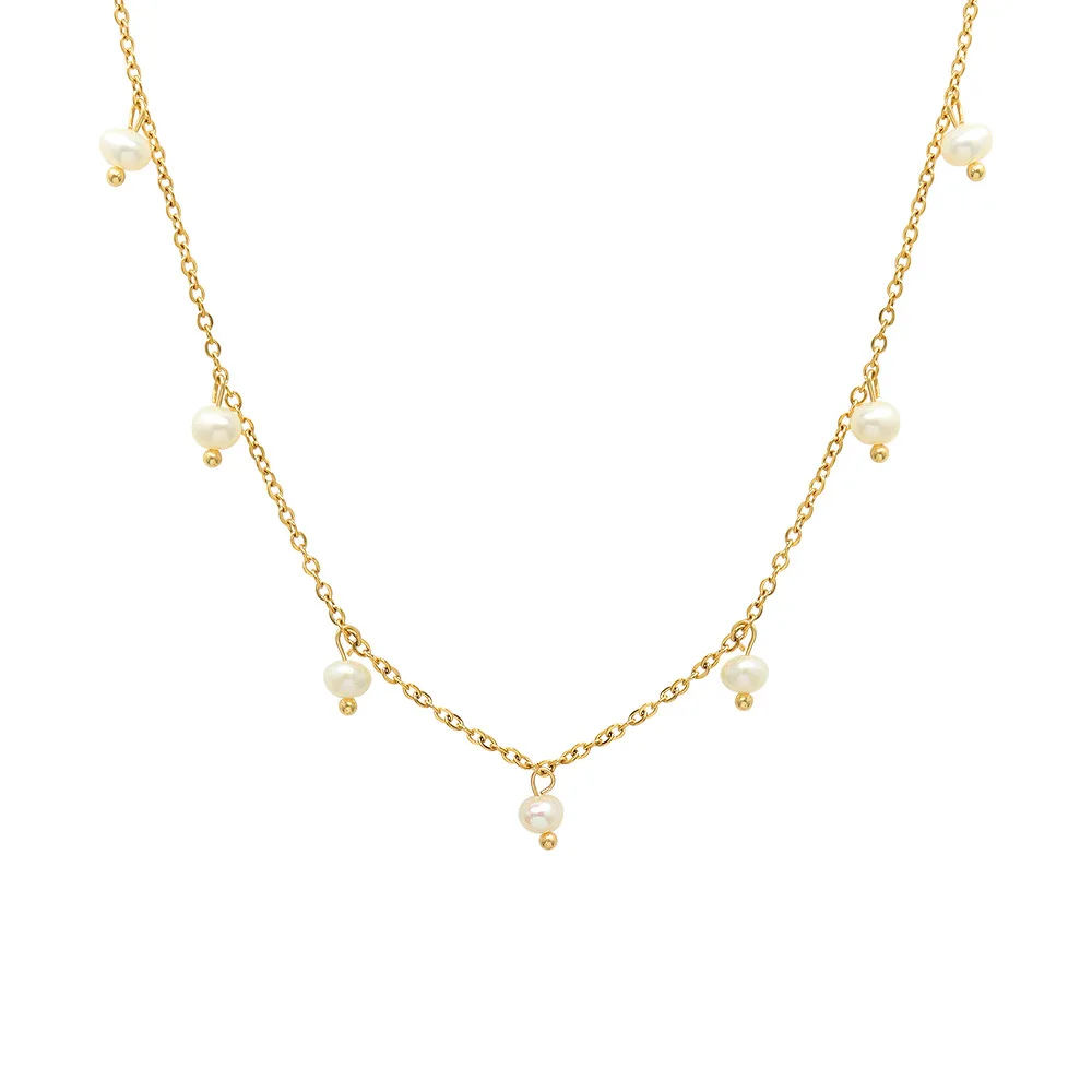 Hypoallergenic 14K Gold Plated Stainless Steel Dotted Chain Freshwater Pearl Drops Charm Necklace Women
Hypoallergenic 14K Gold Plated Stainless Steel Dotted Chain Freshwater Pearl Drops Charm Necklace Women