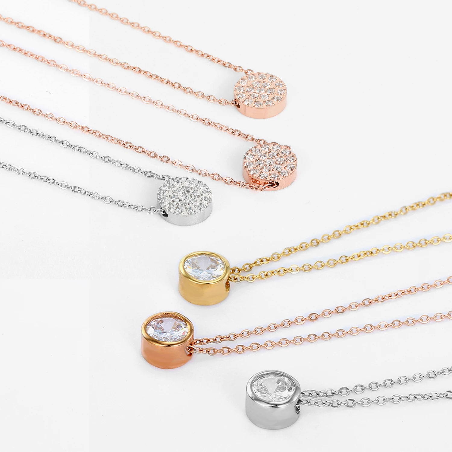 Concise Style 14K Gold Plated Round Acorite Diamond Pendant Necklace Crystal Zircon Necklace Stainless Steel for Women, Gold/silver/rose gold
Concise Style 14K Gold Plated Round Acorite Diamond Pendant Necklace Crystal Zircon Necklace Stainless Steel for Women, Gold/silver/rose gold