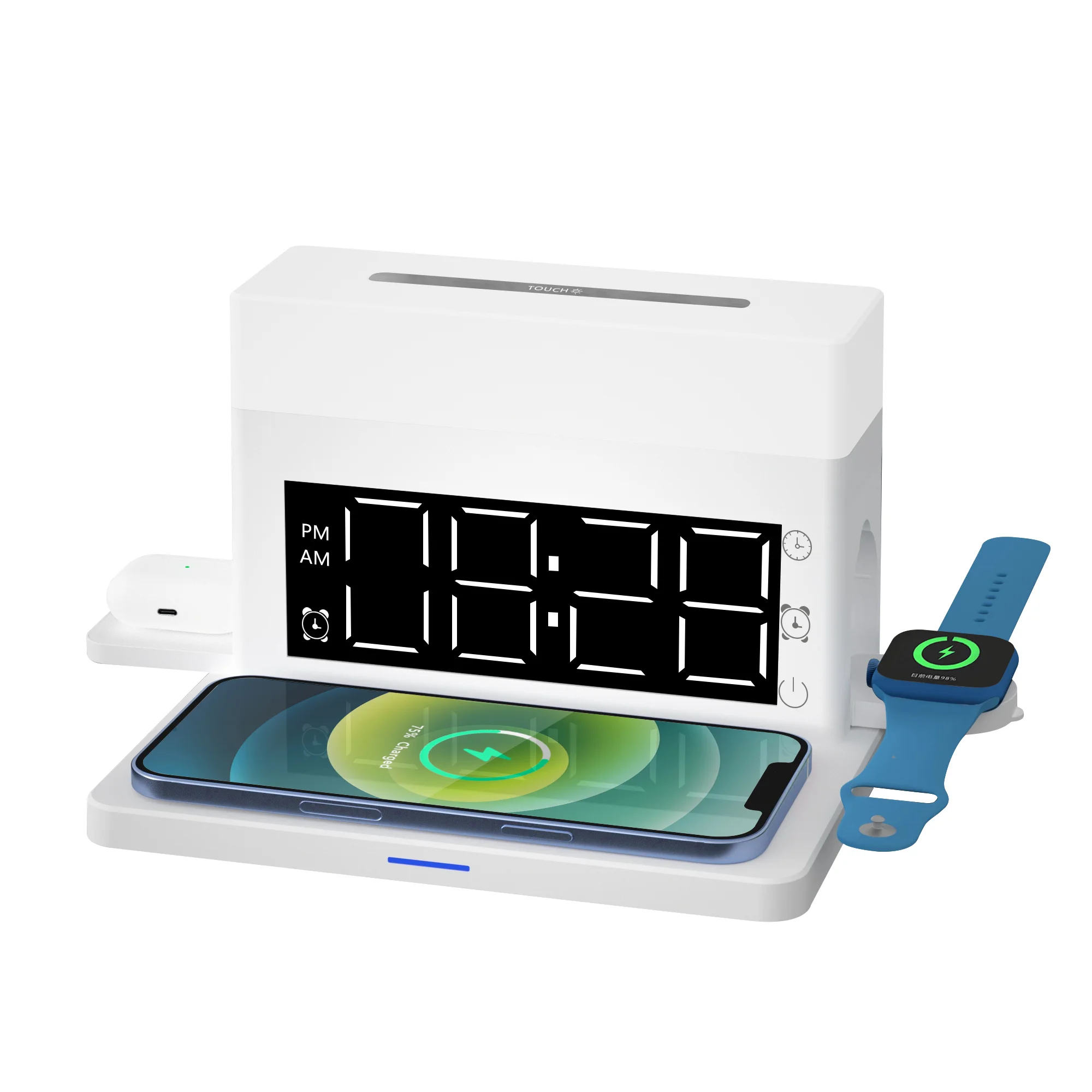 Digital Display Smart Home Clock Wireless Mobile Phone Charger Alarm Clock Fantasy 6in1 Wireless Charger With Table Lamp
Digital Display Smart Home Clock Wireless Mobile Phone Charger Alarm Clock Fantasy 6in1 Wireless Charger With Table Lamp