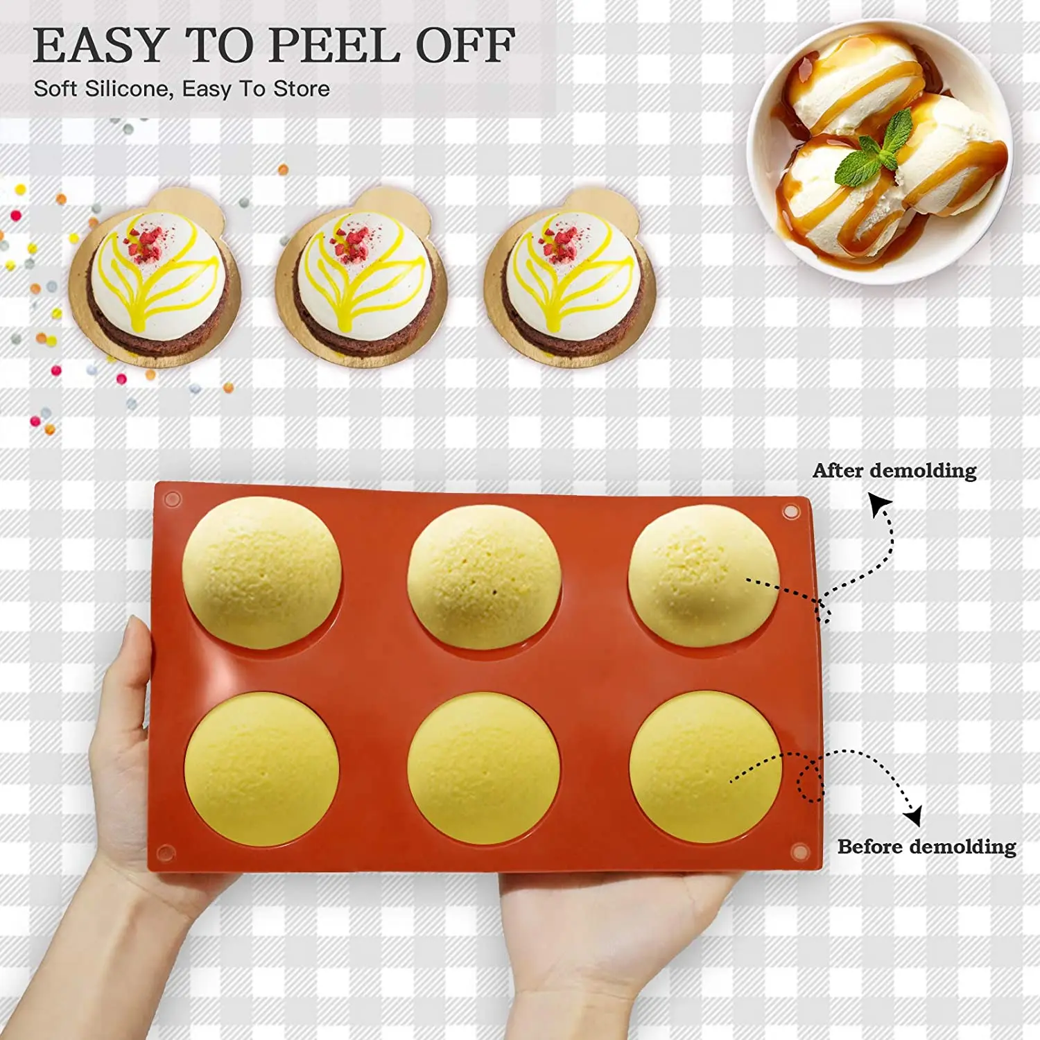 Hot Sale Factory Wholesale Food Grade Silicon Sphere Silicone Mould For Hot Chocolate Bomb Mold, Brown
Hot Sale Factory Wholesale Food Grade Silicon Sphere Silicone Mould For Hot Chocolate Bomb Mold, Brown