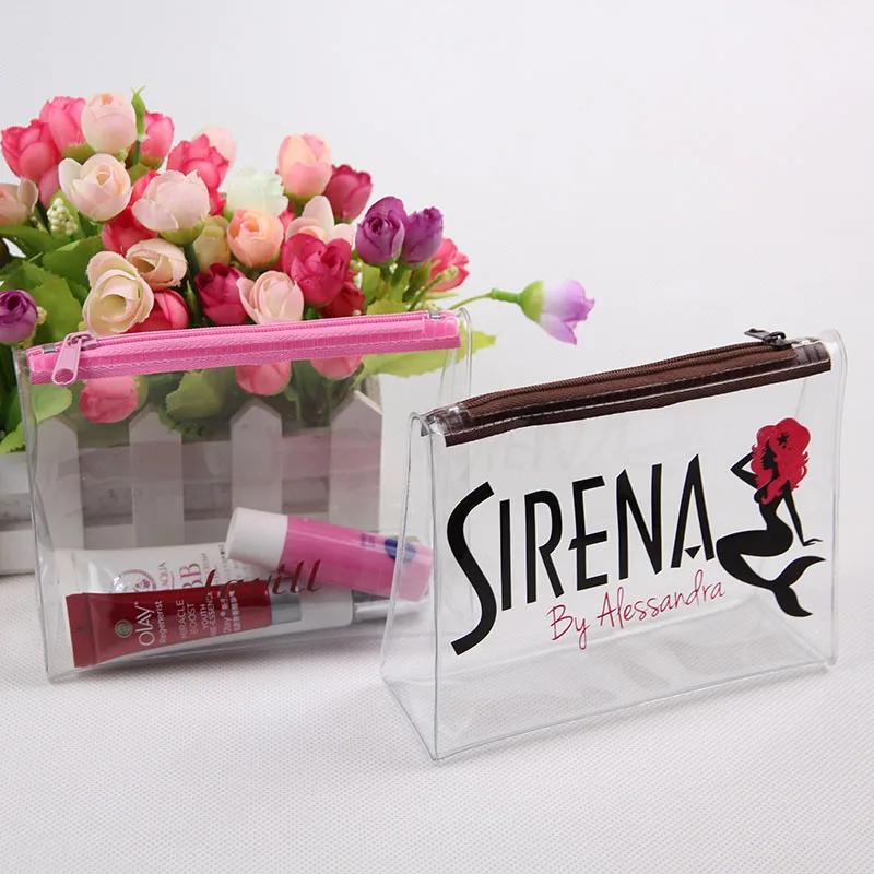 2019 Logo Printed Customized Clear Pvc cosmetic Make Up Bag