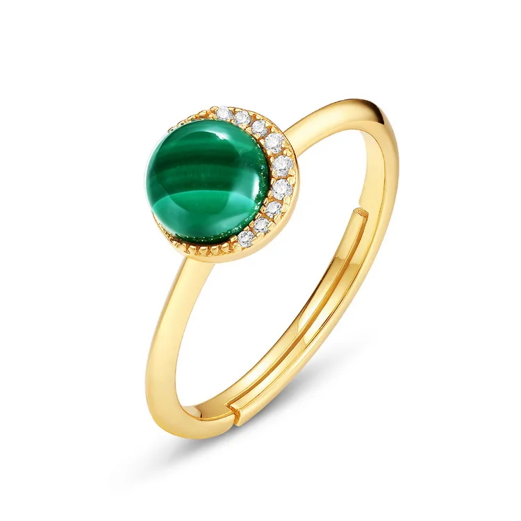 5A Zircon Surround Malachite Gemstone Ring Band Adjustable 925 Sterling Silver Rings
5A Zircon Surround Malachite Gemstone Ring Band Adjustable 925 Sterling Silver Rings