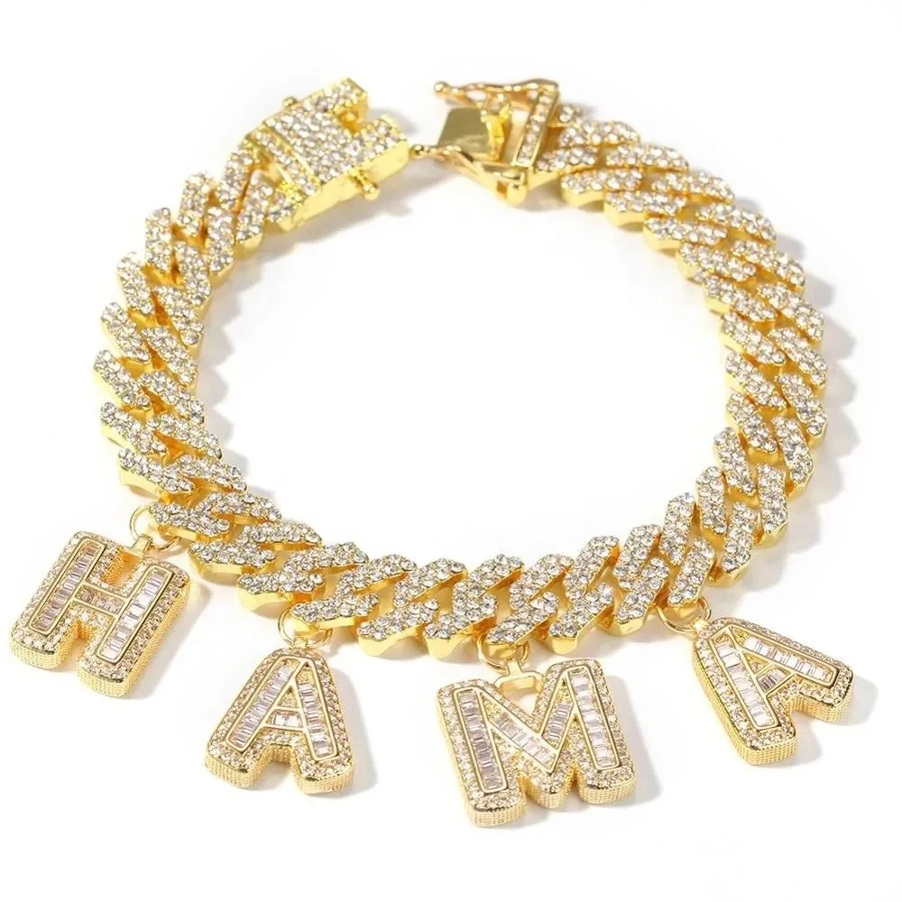 Hip Hop DIY Men Mexico Bling Gold&Silver Plated Big Zircon Letter Charm Pendant Chain Custom Cuban Necklace
Hip Hop DIY Men Mexico Bling Gold&Silver Plated Big Zircon Letter Charm Pendant Chain Custom Cuban Necklace