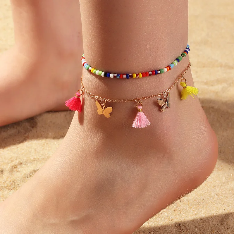 Summer beach initial foot jewelry colorful rice beads foot neck chain creative small tassel butterfly anklet bracelet
Summer beach initial foot jewelry colorful rice beads foot neck chain creative small tassel butterfly anklet bracelet