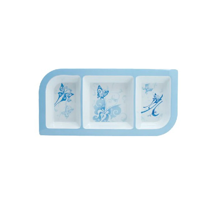 Hot 3 Compartment Plates, Melamine Divided Serving Tray