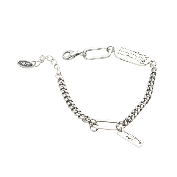 Korean fashion unisex jewelry 925 sterling silver accessories letter charm bracelet
Korean fashion unisex jewelry 925 sterling silver accessories letter charm bracelet