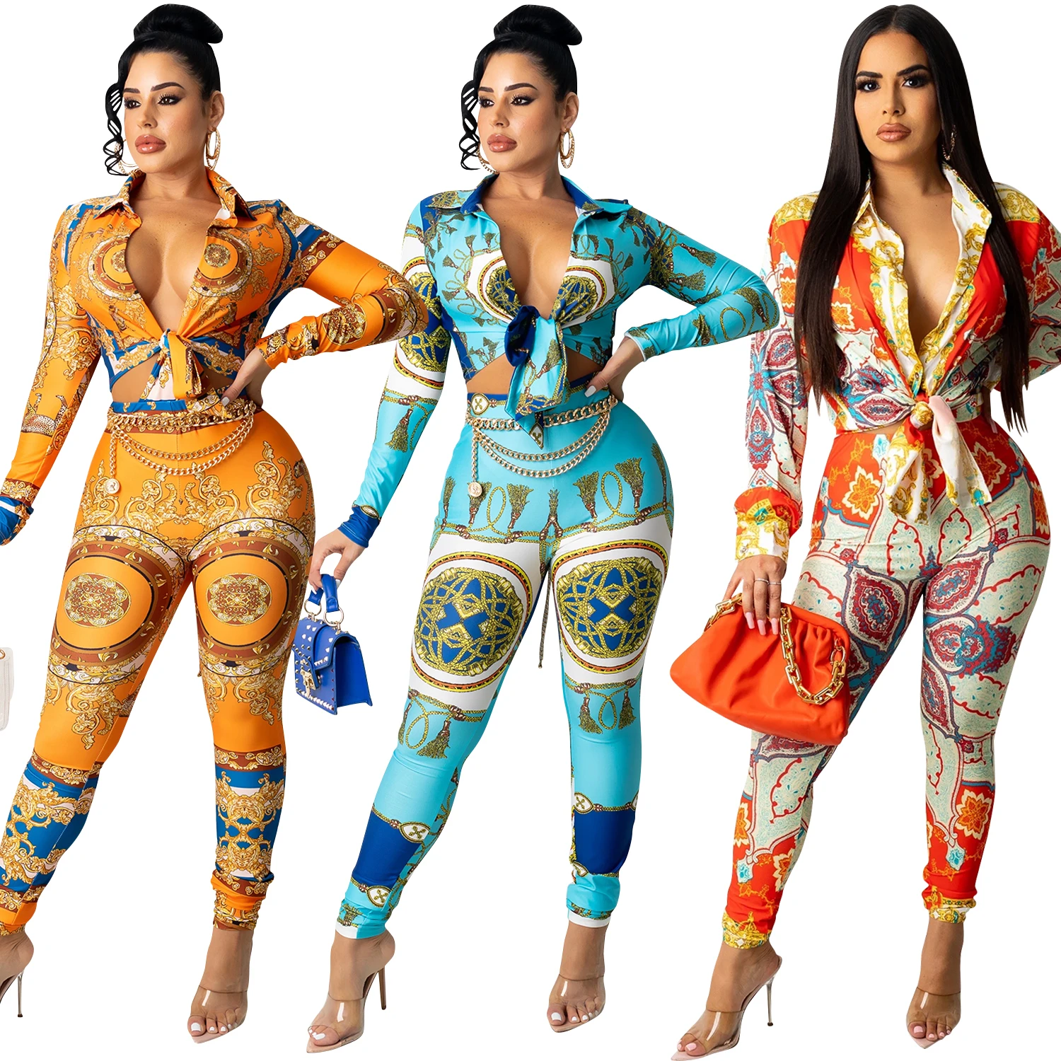 Foma FM-X5305 2021 Women Clothing 2 Piece outfit crop top Print long sleeve Two Piece pants Set For ladies, 6 colors
Foma FM-X5305 2021 Women Clothing 2 Piece outfit crop top Print long sleeve Two Piece pants Set For ladies, 6 colors