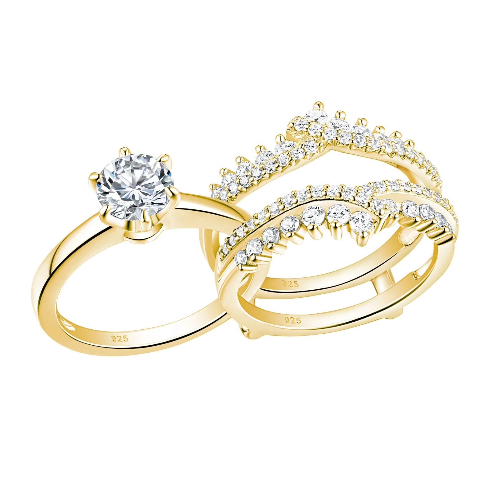 Newshe Yellow Gold Engagement Ring Set For Women Enhancer Wedding Band 925 Sterling Silver High Grade Zircon Jewelry
Newshe Yellow Gold Engagement Ring Set For Women Enhancer Wedding Band 925 Sterling Silver High Grade Zircon Jewelry