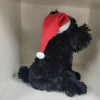 2019 Hot New Style sitting Music Teddy Dog plush toy Kids infant doll black realistic custom plush toy dog with Christmas hat