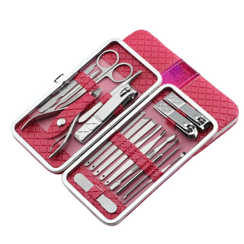 18 pcs manicure set nail clipper set for lady in pink PU case cute nail clippers set, Customized color
18 pcs manicure set nail clipper set for lady in pink PU case cute nail clippers set, Customized color