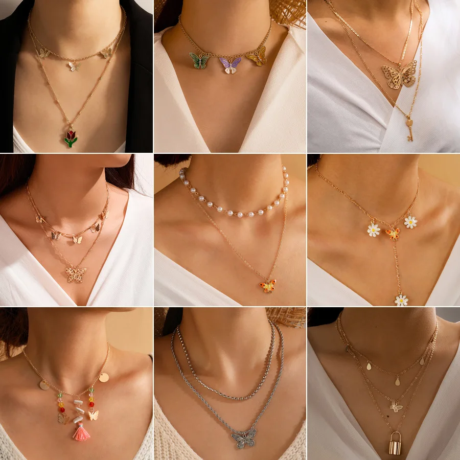 Fashion Alloy Bohemian Style Butterfly Pendant Necklace Pearl Tassel Multi-layer Clavicle Chain Necklace
Fashion Alloy Bohemian Style Butterfly Pendant Necklace Pearl Tassel Multi-layer Clavicle Chain Necklace