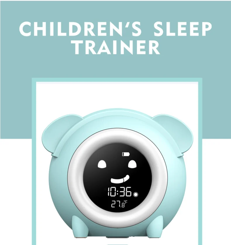 Amazon Hot Usb Charging Baby Children Sleep Training Alarm Clock Night Lights Led with Wake Up Light for Kids