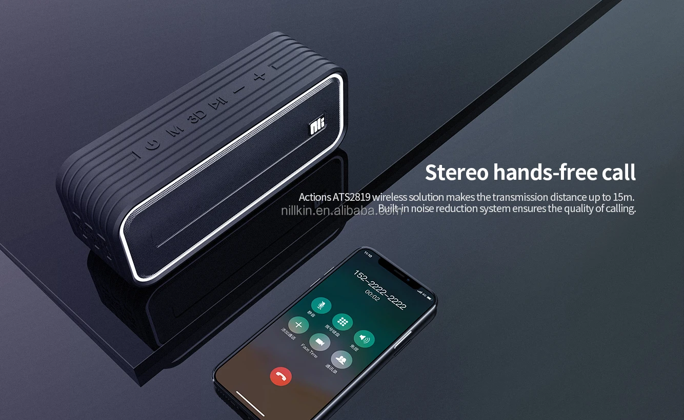 Nillkin Traveler W2 IPX7 Waterproof Portable Bluetooth Outdoor Speaker with 2*20W Strong Output 3D Play mode - Black - ANKUX.COM