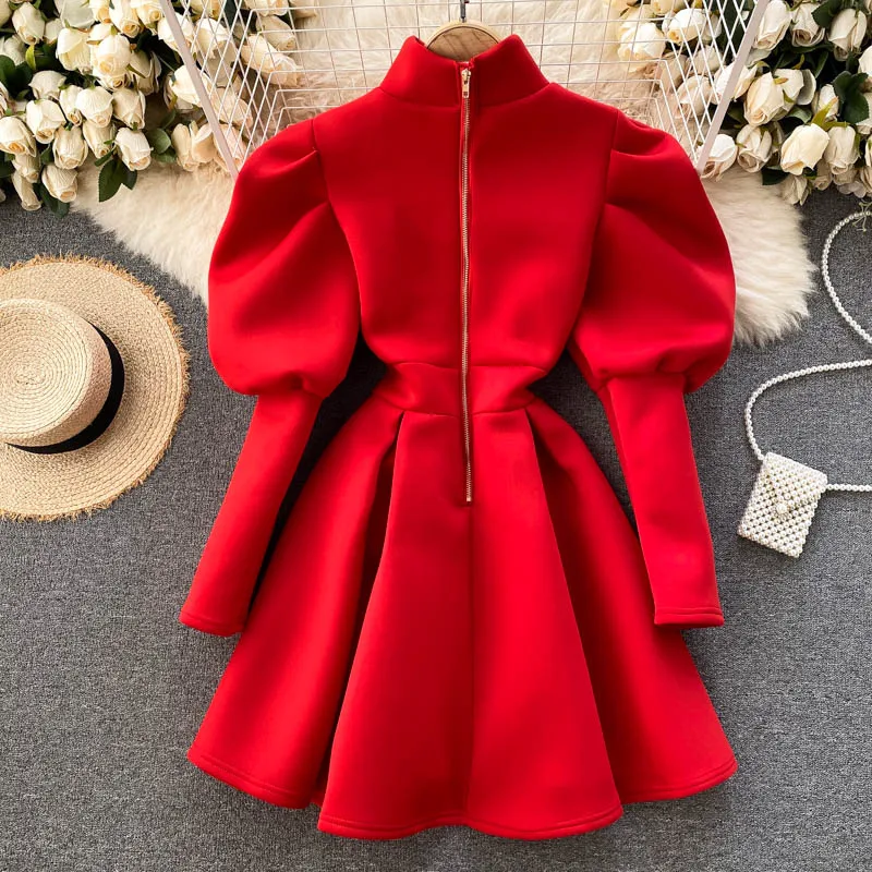 2021 New Winter Elegant Stand Collar Puff Sleeve Ruffle A Line Short Dress Casual Women Clueb Party Evening Dresses, Black,white,red,green
2021 New Winter Elegant Stand Collar Puff Sleeve Ruffle A Line Short Dress Casual Women Clueb Party Evening Dresses, Black,white,red,green