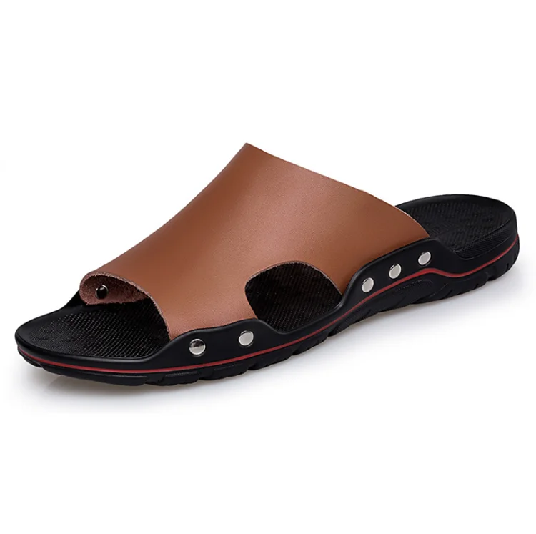 New large-size fashion outdoor light breathable men's leather slippers, Black, brown, blue, white
New large-size fashion outdoor light breathable men's leather slippers, Black, brown, blue, white