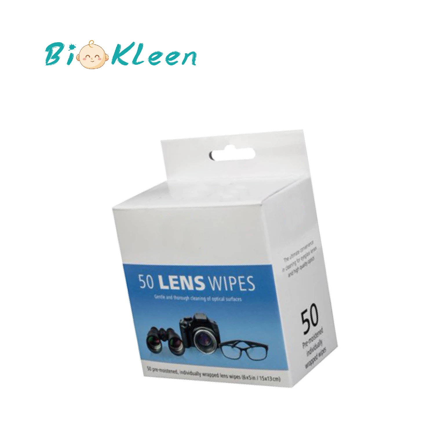 

Biokleen OEM Custom Logo Disposable Individual Camera Sunglass Optical lense Lens Screen Cleaner Cleaning Wet Wipes In Box