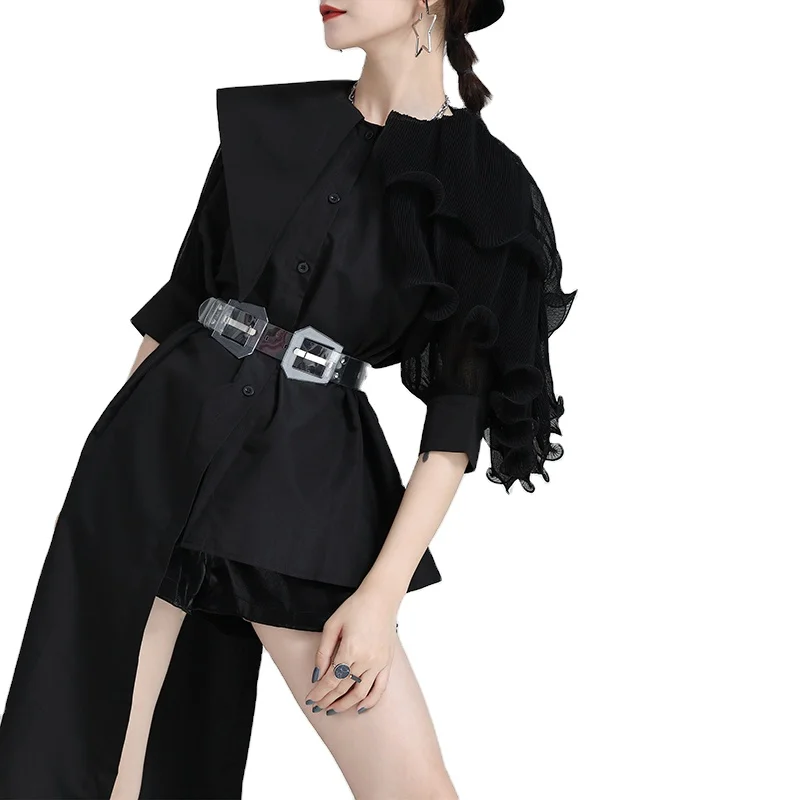 Amazon Hot Selling Asymmetrical shirt Women Shirt Irregular Blouse Black shirt Long Sleeve top
Amazon Hot Selling Asymmetrical shirt Women Shirt Irregular Blouse Black shirt Long Sleeve top
