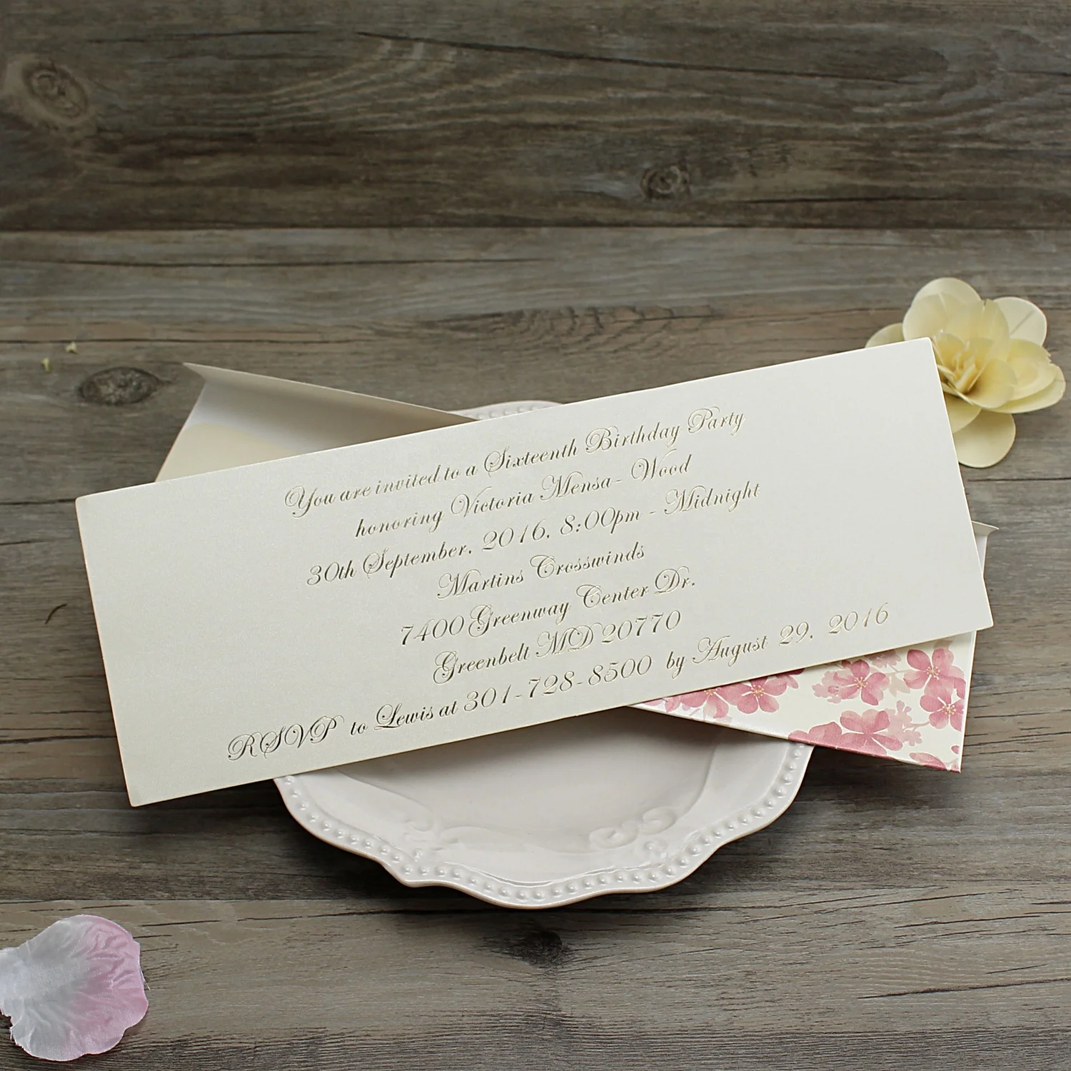 Pink Color Pocket Design Romantic Thanksgiving Handicraft Greeting cards