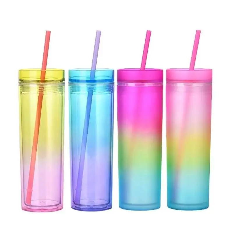 New Gradient Rain Bow Acrylic Skinny Tumbler Cups Plastic Double Wall Reusable Acrylic Tumbler with Straw and Lid wholesale
New Gradient Rain Bow Acrylic Skinny Tumbler Cups Plastic Double Wall Reusable Acrylic Tumbler with Straw and Lid wholesale