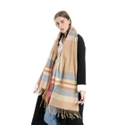 Fashion women long winter fringe Pashmina shawl thick tassel striped Cashmere Scarf