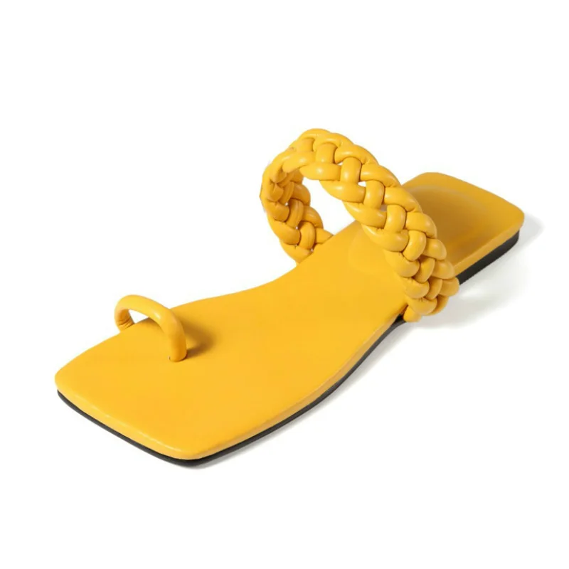 Chanclas Para Mujer Woven Leather Yellow Color Summer Beach Square Toe Ring Flat New Women's Sandals
Chanclas Para Mujer Woven Leather Yellow Color Summer Beach Square Toe Ring Flat New Women's Sandals