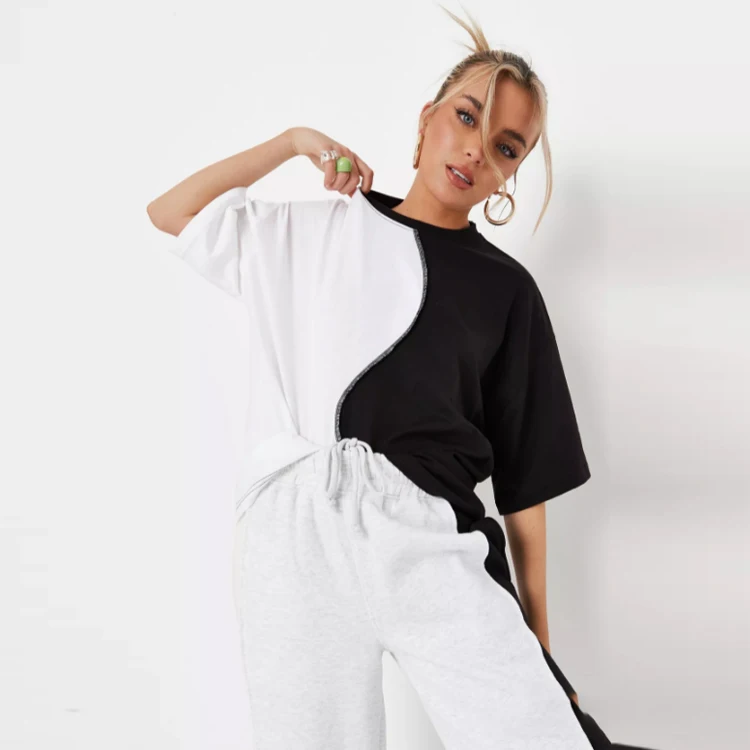 2023 custom logo printed baggy shirt 100% cotton high quality unisex short sleeve women color block t shirt
2023 custom logo printed baggy shirt 100% cotton high quality unisex short sleeve women color block t shirt