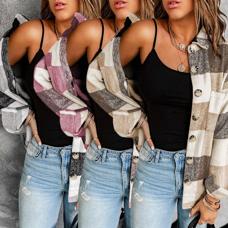 2021 Wholesale Fashion Stylish Plaid Color Block Buttoned Ladies Coats Spring Fall Winter Jacket Woman
2021 Wholesale Fashion Stylish Plaid Color Block Buttoned Ladies Coats Spring Fall Winter Jacket Woman
