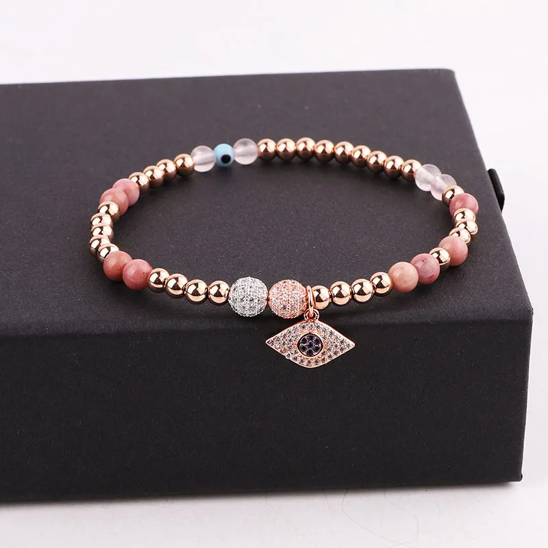 New Arrived High Quality Rose Gold Plating Stainless Steel Beads CZ Eye Charm Elastic Bracelet Women
New Arrived High Quality Rose Gold Plating Stainless Steel Beads CZ Eye Charm Elastic Bracelet Women