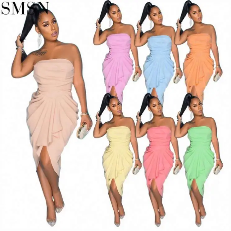 TINA Fashionable Candy Color Strapless Draped Sexy Bodycon Dress Girls Party Dresses
TINA Fashionable Candy Color Strapless Draped Sexy Bodycon Dress Girls Party Dresses