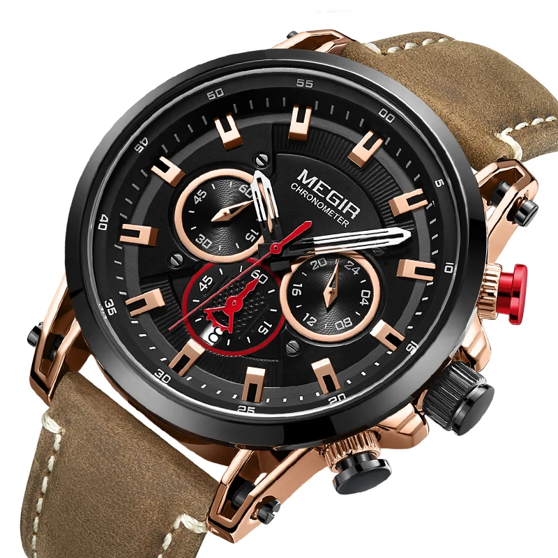 MEGIR 2085 Men Sports Watches Top Brand Luxury Leather Quartz Watch Men Clock Waterproof Army Military Wristwatches
MEGIR 2085 Men Sports Watches Top Brand Luxury Leather Quartz Watch Men Clock Waterproof Army Military Wristwatches