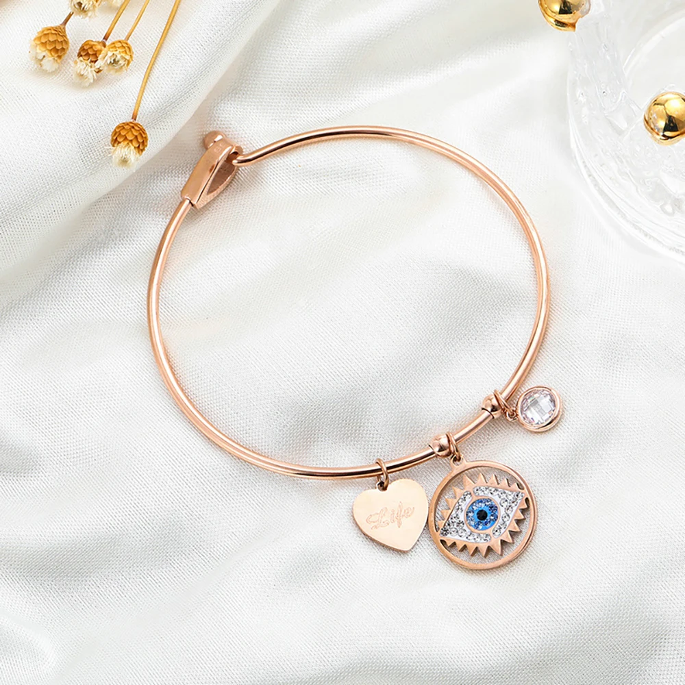 Wholesale Fashion Stainless Steel Heart Charm Owl Crystal Blue Eye Bracelet Waterproof Bangles For Women
Wholesale Fashion Stainless Steel Heart Charm Owl Crystal Blue Eye Bracelet Waterproof Bangles For Women