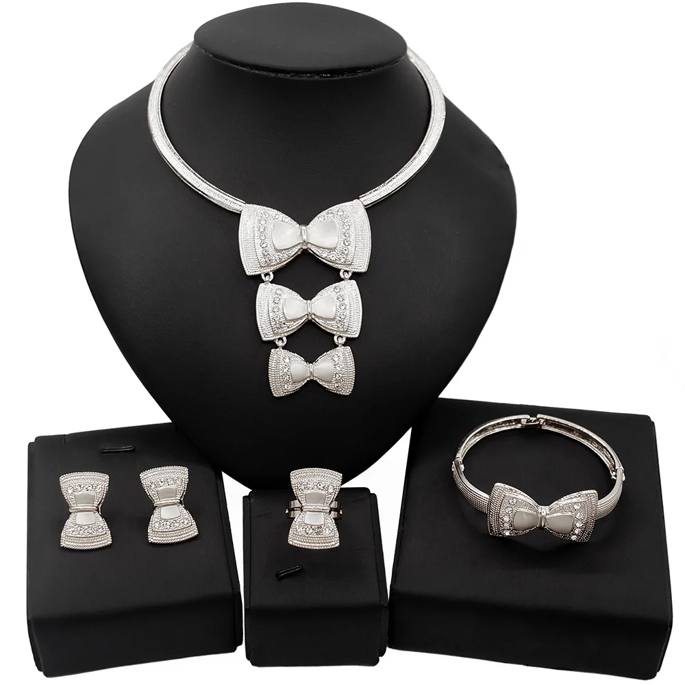 Yulaili Platinum Plating Bow Collar Jewelry Set Butterfly Necklace Bracelet Earrings Ring Girls Bridal Long Chain Jewelry Sets
Yulaili Platinum Plating Bow Collar Jewelry Set Butterfly Necklace Bracelet Earrings Ring Girls Bridal Long Chain Jewelry Sets