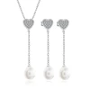 Vintage Bridal & Wedding Jewelry Set Freshwater Cultured Genuine Pearls Jewelry Set With Necklace & Drop Earrings