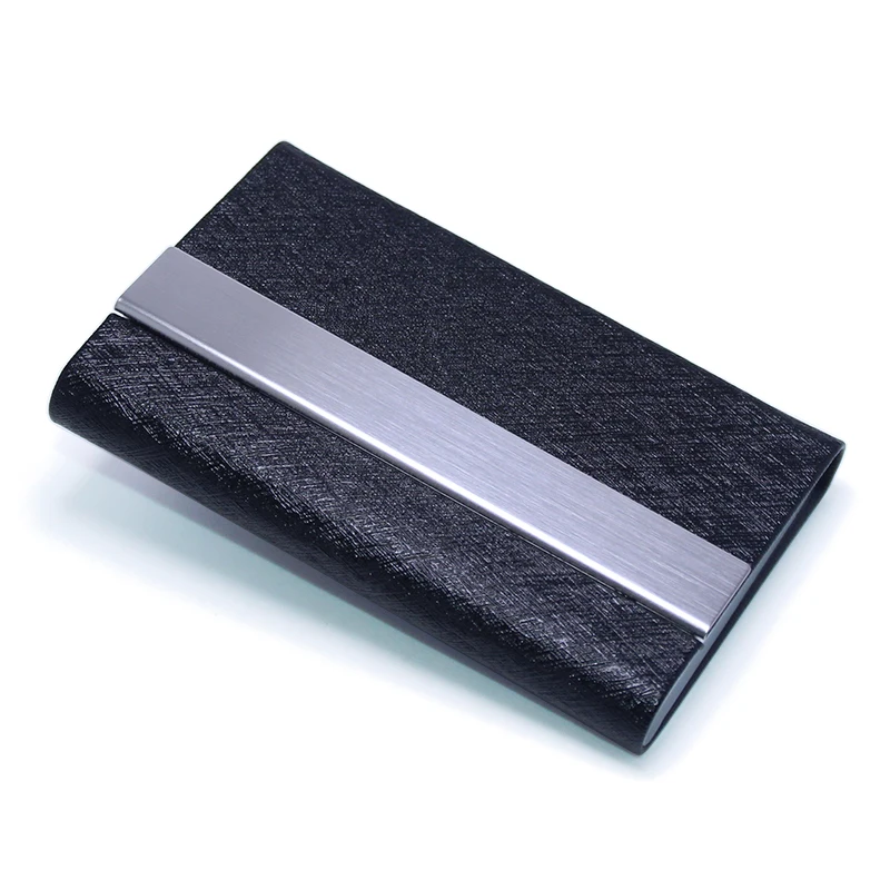 

RFID Protect PU Leather Box Bank Business ID Name Cards Wallet Case Pocket Stainless Steel Metal Men Women Travel Card Holder