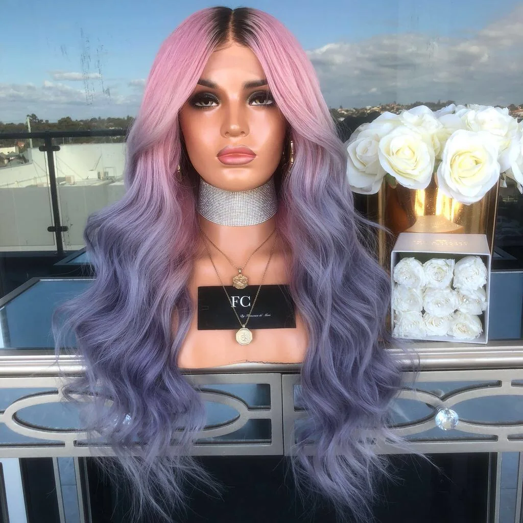 New Pink and Purple Ombre Wigs Long Curly Women Synthetic Wigs
New Pink and Purple Ombre Wigs Long Curly Women Synthetic Wigs