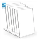 6 Pack Clear Acrylic Slant Back Sign Holder 8.5x11 , Large Plastic Table Menu Display Stand Holder, Plexi Single Ad Frame