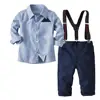 WSG88 Hot sale 2019 Spring Autumn new fashion baby boy clothes cotton shirt tops+strap jeans children boy clothes