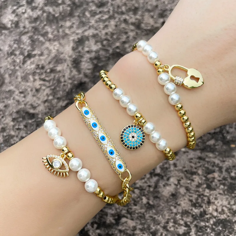 18k gold plated adjustable colored diamond evil eye bracelet set gold plated for woman, As picture
18k gold plated adjustable colored diamond evil eye bracelet set gold plated for woman, As picture